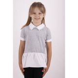 Toontoy Kız Çocuk Gömlek Yaka Dantel Detaylı T-Shirt - 8 - 9 Yaş - Gri Melanj
