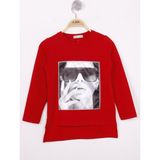 Toontoy Kız Çocuk Gözlüklü Kız Baskılı Sweatshirt - 10 Yaş - Kırmızı