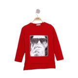 Toontoy Kız Çocuk Gözlüklü Kız Baskılı Sweatshirt Gri Melanj 8 YAŞ
