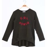Toontoy Kız Çocuk Grl Power Baskılı T-Shirt - 12 Yaş - Haki