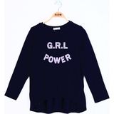 Toontoy Kız Çocuk Grl Power Baskılı T-Shirt - 8 Yaş - Lacivert