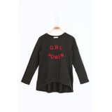 TOONTOY Kız Çocuk Grl Power Baskılı Tişört 10 Yaş, 10 Yaş, 11802-, Haki, Kız çocuk