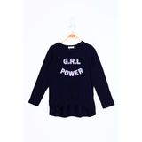 TOONTOY Kız Çocuk Grl Power Baskılı Tişört 10 Yaş, 10 Yaş, 11802-, Lacivert, Kız çocuk