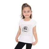 TOONTOY Kız Çocuk Gülen Yüz Pullu Nakış Tişört 3 Yaş, 3 Yaş, 10678-1, Ekru, Kız Çocuklar