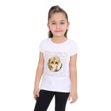 TOONTOY Kız Çocuk Gülen Yüz Pullu Nakış Tişört 6 Yaş, 6 Yaş, 10678-1, Beyaz, Kız çocuk