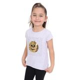 TOONTOY Kız Çocuk Gülen Yüz Pullu Nakış Tişört Gri Melanj 5 Yaş, 5 Yaş, 10678-1, Gri Melanj, Kız Çocuklar