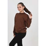 Toontoy Kız Çocuk Happen Nakışlı Sweatshırt - Kahve - 13 - 14 Yaş