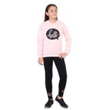 Toontoy Kız Çocuk Hello Yazı Baskılı Taytlı Takım Açık Pudra 12 YAŞ