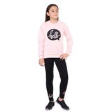 Toontoy Kız Çocuk Hello Yazı Baskılı Taytlı Takım Açık Pudra 6 YAŞ