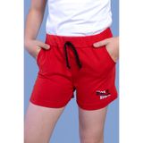 Toontoy Kız Çocuk İki Yanı Cepli Arkası Baskı Detaylı Şort Kırmızı 10-11 YAŞ