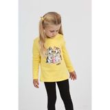 Toontoy Kız Çocuk Ikili Kedi Baskılı Sweatshirt - 2 Yaş - Açık Sarı