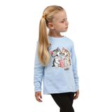 TOONTOY Kız Çocuk İkili Kedi Baskılı Sweatshirt, 4 Yaş, 24803, Mavi, kız-çocuk