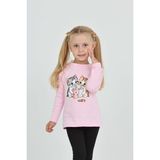 Toontoy Kız Çocuk Ikili Kedi Baskılı Sweatshirt - 4 Yaş - Pembe