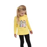 Toontoy Kız Çocuk İkili Kedi Baskılı Sweatshirt Açık Sarı