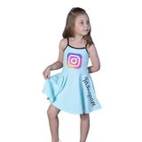 Toontoy Kız Çocuk Instagram Baskılı Elbise Mint Yeşili 3 YAŞ