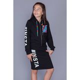 Toontoy Kız Çocuk Instagram Baskılı Etekli Takım - 14 Yaş - Siyah
