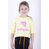 Toontoy Kız Çocuk Instagram Baskılı Kapüşonlu T-Shirt - 6 - 7 Yaş - Sarı