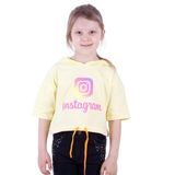 TOONTOY Kız Çocuk Instagram Baskılı Kapüşonlu Tişört 8-9 Yaş, 8-9 Yaş, 11060-, Sarı, Kız çocuk
