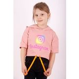 Toontoy Kız Çocuk Instagram Baskılı Kapüşonlu Tişört