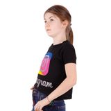 TOONTOY Kız Çocuk Instagram Baskılı Tişört 14 Yaş, 14 Yaş, 11055-, Siyah, Kız Çocuklar
