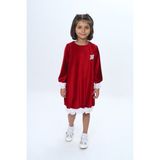 Toontoy Kız Çocuk Kadife Fırfır Detaylı Elbise - 8 Yaş - Siyah