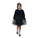 TOONTOY Kız Çocuk Kadife Fırfırlı Elbise, 8 Yaş, 24948, Siyah, Kız Çocuklar