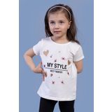 TOONTOY Kız Çocuk Kalp Baskılı Tişört 13-14 Yaş, 13-14 Yaş, 22524, Ekru, Kız çocuk
