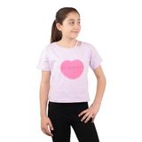 TOONTOY Kız Çocuk Kalp Baskılı Tişört Açık Lila 6-7 Yaş, 6-7 Yaş, 22524, Açık Lila, Kız çocuk
