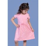 Toontoy Kız Çocuk Kalp Desenli Kolları Detaylı Elbise