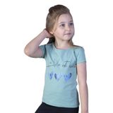 Toontoy Kız Çocuk Kalp Desenli Yazı Baskılı Taş İşlemeli Tişört Yeşil 5 YAŞ