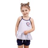 Toontoy Kız Çocuk Kalp Nakışlı Şortlu Takım Gri Melanj 5 YAŞ