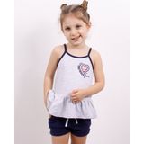 Toontoy Kız Çocuk Kalp Nakışlı Şortlu Takım Gri Melanj 6 YAŞ