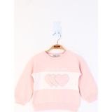Toontoy Kız Çocuk Kalp Nakışlı Sweatshirt - 1 Yaş - Pudra