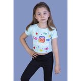 Toontoy Kız Çocuk Kalpli Instagram Baskılı T-Shirt - 8 Yaş - Mint