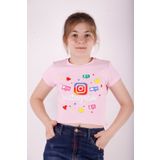 Toontoy Kız Çocuk Kalpli Instagram Baskılı Tişört