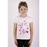 Toontoy Kız Çocuk Kalpli Tavşan Baskılı T-Shirt - 1 Yaş - Ekru