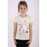 Toontoy Kız Çocuk Kalpli Tavşan Baskılı T-Shirt - 1 Yaş - Sarı