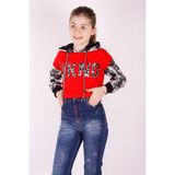 Toontoy Kız Çocuk Kamuflaj Desenli Kapüşonlu Sweatshirt - 8 Yaş - Kırmızı