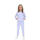 Toontoy Kız Çocuk Kanguru Cepli Göğsü Baskılı Eşofman Takım Mavi 5 YAŞ