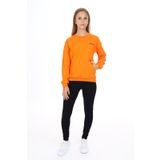 Toontoy Kız Çocuk Kanguru Cepli Göğsü Baskılı Taytlı Takım Oranj 6-7 YAŞ