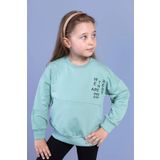 Toontoy Kız Çocuk Kanguru Cepli Göğsü Yazı Baskılı Sweatshirt