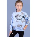 Toontoy Kız Çocuk Kanguru Cepli Komple Yıldız Baskılı Sweatshirt