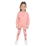Toontoy Kız Çocuk Kanguru Cepli Nakışlı Taytlı Takım Koyu Pudra 5 YAŞ