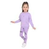 Toontoy Kız Çocuk Kanguru Cepli Nakışlı Taytlı Takım Lila 5 YAŞ