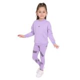 Toontoy Kız Çocuk Kanguru Cepli Nakışlı Taytlı Takım Lila 6 YAŞ