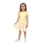 Toontoy Kız Çocuk Kapl Nakışlı Elbise Sarı 3 YAŞ