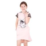 TOONTOY Kız Çocuk Kapşonlu Cepli Elbise, 5 Yaş, 10947-, Pudra, Kız Çocuklar