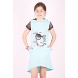TOONTOY Kız Çocuk Kapşonlu Cepli Elbise, 6 Yaş, 10947-, Açık Mint Yeşili, Kız Çocuklar