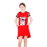 TOONTOY Kız Çocuk Kapşonlu Cepli Elbise, 6 Yaş, 10947-, Kırmızı, Kız Çocuklar