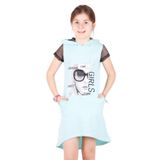 Toontoy Kız Çocuk Kapşonlu Cepli Elbise Açık Mint Yeşili 6 YAŞ